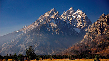 glorious tetons, mist, cliffs, meadow, mountains, park HD wallpaper