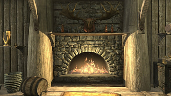 Skyrim Ambiente 2, Trophy, Inside, Elder Scrolls, Mod, Skyrim, The Elder Scrolls V, Game, Fantasy, Screenshot, House, The Elder Scrolls, Video Game, Fireplace, Fire, Console Game, Modified, Computer Game, Modded, Tamriel, Fantasy Game, Console, Ambiente HD wallpaper