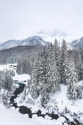 Winter, Nature, Mountains, Snow, Italy, View From Above HD phone wallpaper