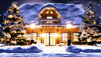 Snow house, snowman, lights, snow, christmas, house, tree HD wallpaper