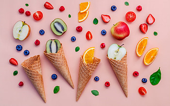 :), pink, cornet, summer, colorful, fruit, vara HD wallpaper