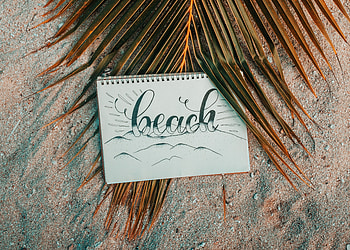 Beach, Sand, Words, Palm, Branch, Inscription, Notebook, Notepad HD wallpaper