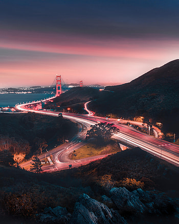 Cities, Road, Bridge, Evening, Glow, Sinuous, Winding HD phone wallpaper