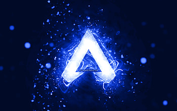 Apex Legends dark blue logo, , dark blue neon lights, creative, dark blue abstract background, Apex Legends logo, games brands, Apex Legends HD wallpaper
