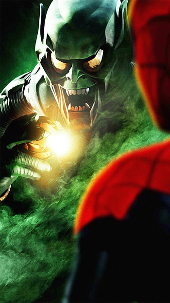 goblin and spidy, art, personal protective equipment, spider man HD phone wallpaper