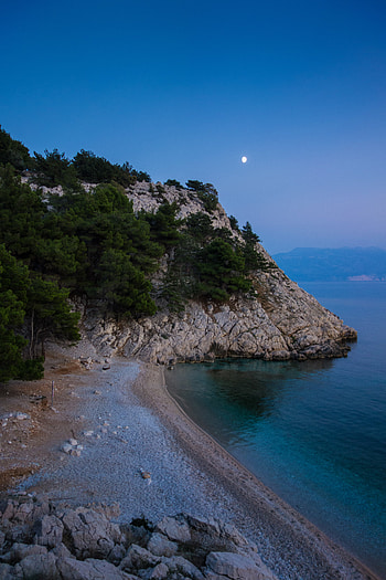 Landscape, Nature, Twilight, Beach, Rock, Shore, Bank, Dusk HD phone wallpaper