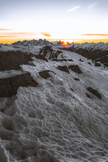 Nature, Sunset, Mountains, Snow HD phone wallpaper