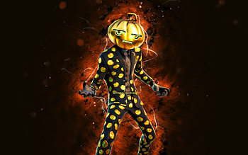 Golden Jack Gourdon, , orange neon lights, Fortnite Battle Royale, Fortnite characters, Golden Jack Gourdon Skin, Fortnite, Golden Jack Gourdon Fortnite HD wallpaper