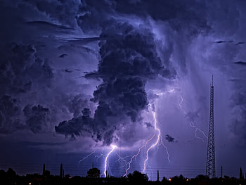 Landscape, Clouds, Lightning HD wallpaper
