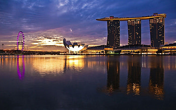 Cities, Reflection, Rise, Sunrise, Construction, Singapore HD wallpaper