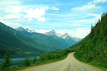 Nature, Water, Mountains, Road, Forest, Basin HD wallpaper