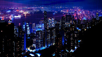 Preview night, city, sky, skyscrapers HD wallpaper