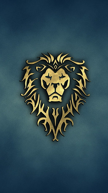Blue Lion, Golden Logo HD phone wallpaper