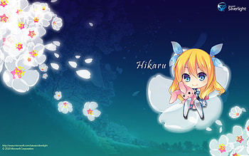 OS-Tan Hikaru, cute, bunny, kawaii, microsoft, chibi, os tan, microsoft silverlight, flowers, hikaru, rabbit HD wallpaper