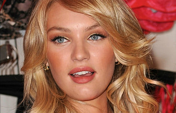 Candice Swanepoel, pink, model, blue eyes, blonde, girl, woman, beauty HD wallpaper