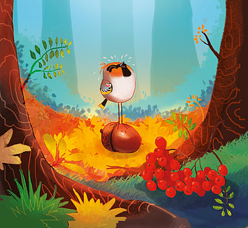 Art, Forest, Little Bird, Birdie, Singing HD wallpaper