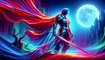 Moonlit Knight Fantasy, knight, fantasy, sword, cape, moonlight HD wallpaper