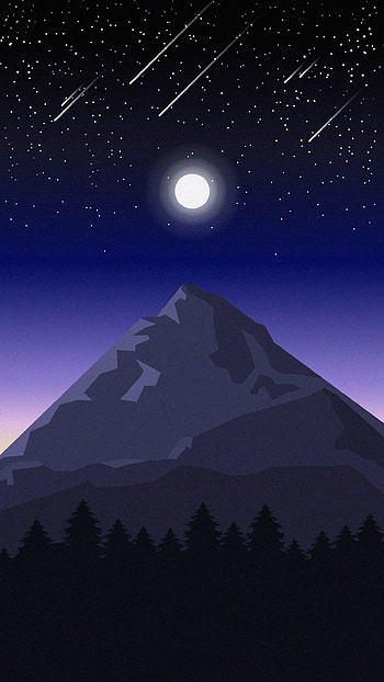 Art, mountain, peak, night HD phone wallpaper