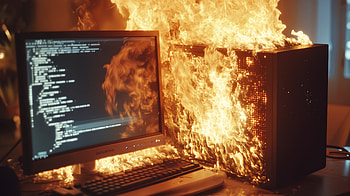 Code Inferno: Flaming PC, computer, fire HD wallpaper