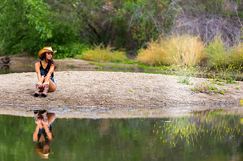 Taking In The View, cowgirl, boots, hat, shorts HD wallpaper