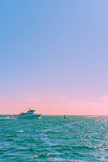 Nature, Sea, Waves, Horizon, Ship, Pastel HD phone wallpaper