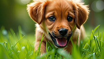 Playful Pup in Ultra, dog, puppy, grass, Happy HD wallpaper