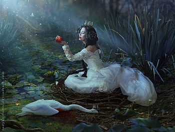 Honest heart, l saveljeva, white, fantasy, swan, girl, pasari, lebada HD wallpaper