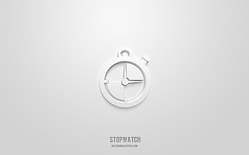 Stopwatch 3d icon, white background, 3d symbols, Stopwatch, business icons, 3d icons, Stopwatch sign, business 3d icons HD wallpaper