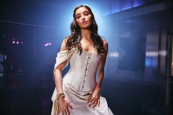 Emily Willis Looking Regal, corset, model, dress, brunette HD wallpaper