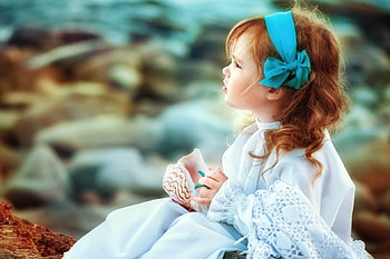 Girl, shell, cute, aert HD wallpaper