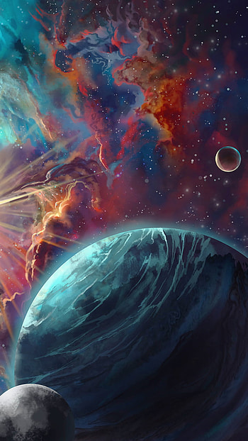 Colorful Space, colorful, nebula, planet, Sci Fi, space HD phone wallpaper