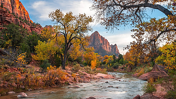 United States, Virgin River, Watchman Mountains, Beautiful Views HD wallpaper
