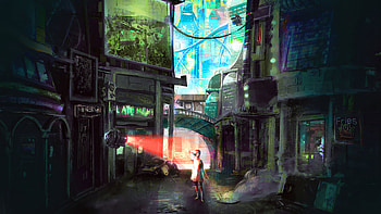 Sentinel In The Streets, artist, artwork, digital-art, artstation HD wallpaper