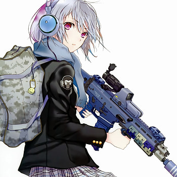 anime, girl, attitude, backpack, weapons HD phone wallpaper