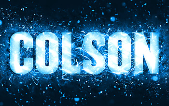 Happy Birtay Colson, , blue neon lights, Colson name, creative, Colson Happy Birtay, Colson Birtay, popular american male names, with Colson name, Colson HD wallpaper