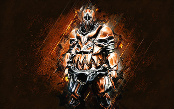Grendel, Warframe, orange stone background, Warframe characters, Grendel Warframe, Grendel skin, creative art HD wallpaper