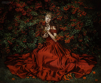 Red, model, marketa novak, fruit, girl, berry, dress, woman HD wallpaper