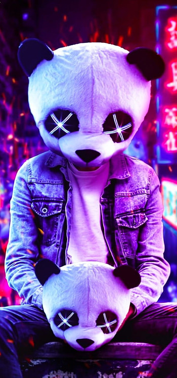 Neon Blue Panda, Attitude HD phone wallpaper