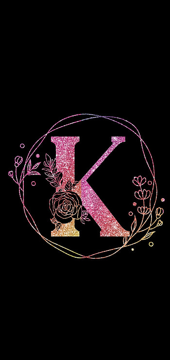 Pink/Black K, pink, letter, black, glitter HD phone wallpaper