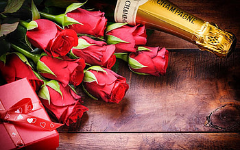 roses and champagne, valentine, roses and, champagne, love HD wallpaper