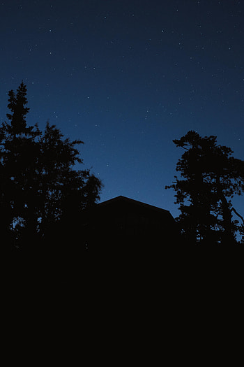 Stars, Night, Building, Dark, Silhouette, House HD phone wallpaper
