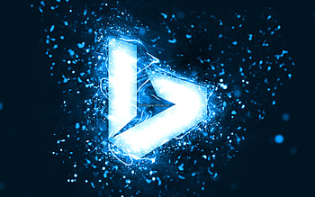 Bing blue logo, , blue neon lights, creative, blue abstract background, Bing logo, search system, Bing HD wallpaper