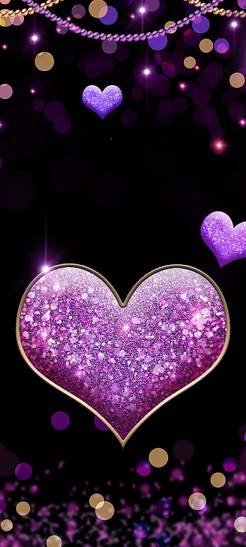 Purple girlish Heart, beautiful, pink, Luxury, organism, Love, Black HD phone wallpaper