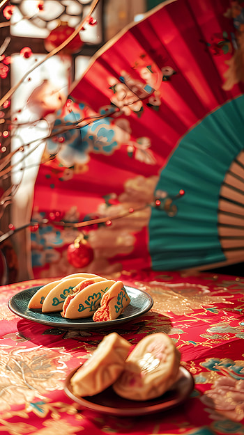 Table with fortune cookiees, decorative, table HD phone wallpaper