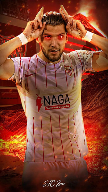 Rafa Mir, soccer, edit, devil, fanart, football, football, Sevilla, Sevilla fc, ramon sanchez pizjuan, pizjuan, laliga, sfc.zone HD phone wallpaper