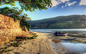 Nature, Lake, Shore, Bank, Boat, Cutter, Awning HD wallpaper