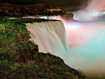 Nature, Night, Rainbow, Waterfall, Flow, Stream HD wallpaper