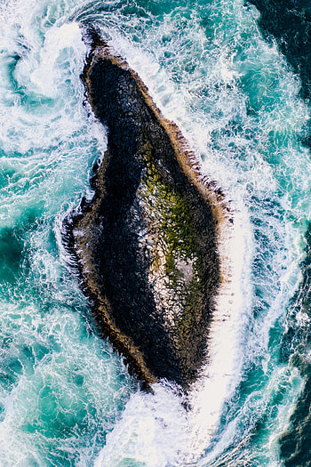 Nature, Sea, Rock, View From Above, Foam, Island HD phone wallpaper