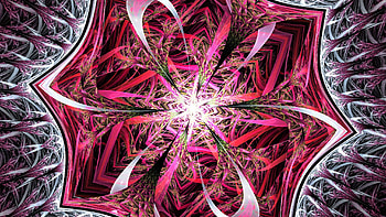Red Pink White Fractal Art Pattern Shapes Abstract HD wallpaper