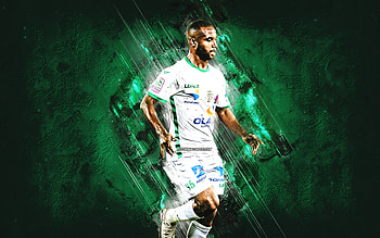 Omar Arjoune, Raja Casablanca, Moroccan footballer, green stone background, Raja CA, grunge art, soccer HD wallpaper